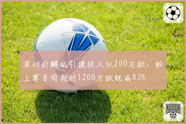 深圳新鹏城引援投入仅200万欧,较上赛季同期的1200万欧锐减83%